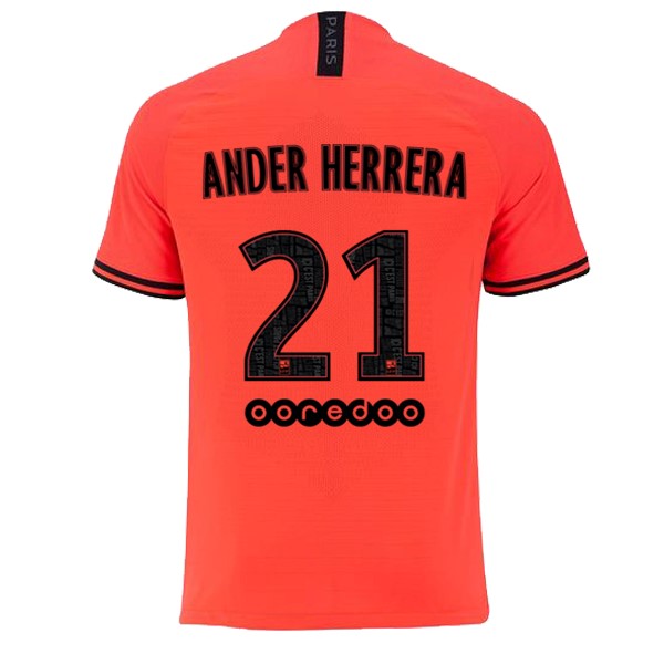 JORDAN Camiseta Paris Saint Germain NO.21 Ander Herrera Replica Segunda Ropa 2019/20 Naranja